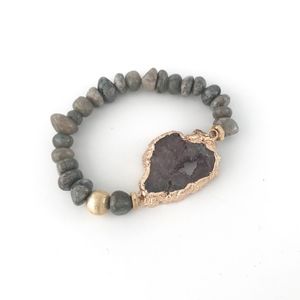 Beaded Bracelet with Quartz Statement Stone